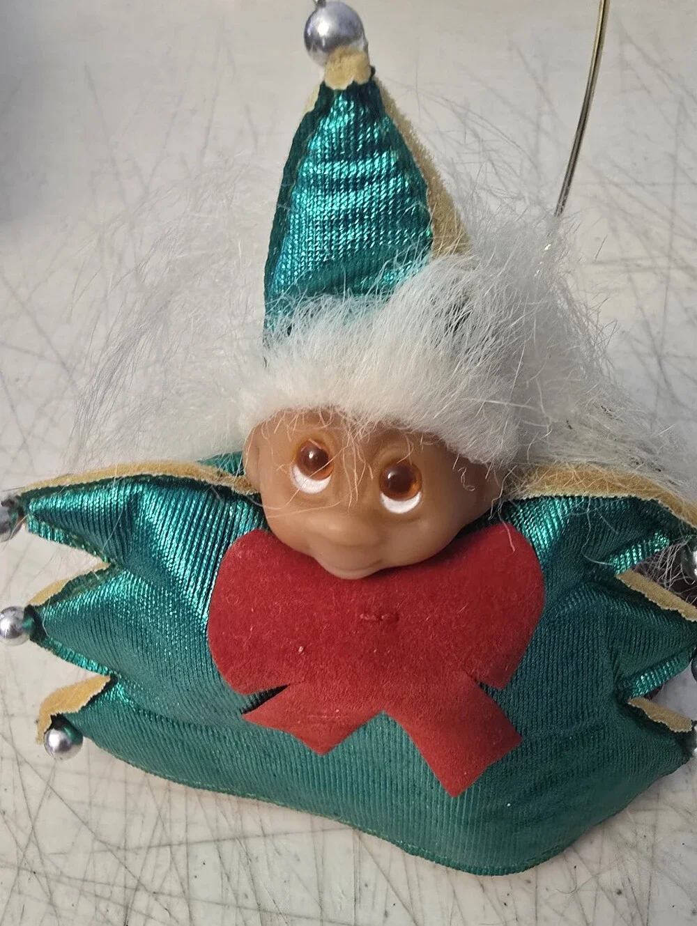 2 Vintage Trolls Small One Dressed As Christmas Tree and Mrs. Clause Russ & Dam
